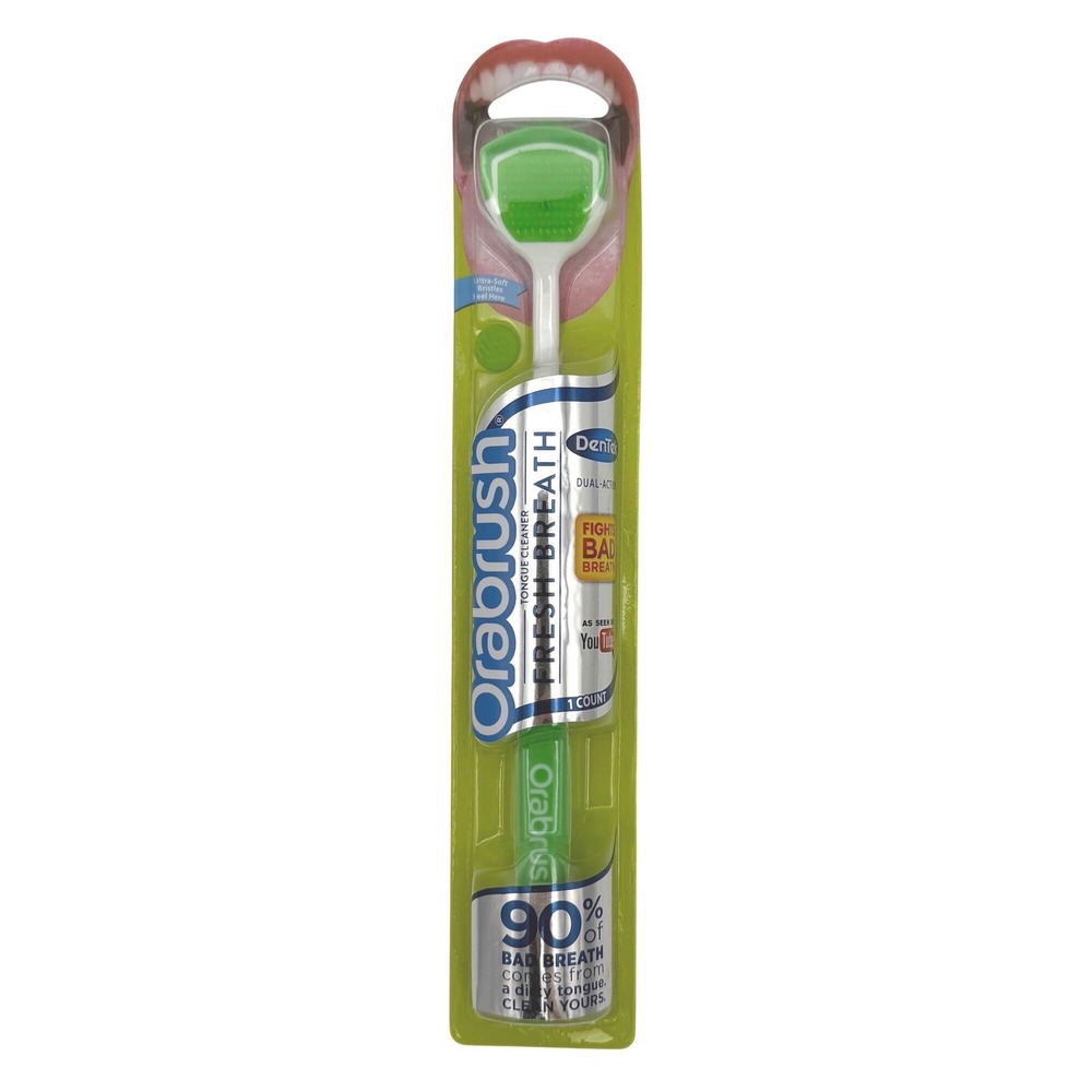 Dentek Orabrush Fresh Breath Tongue Cleaner  Dual Action Scraper Green‎ 1 Count